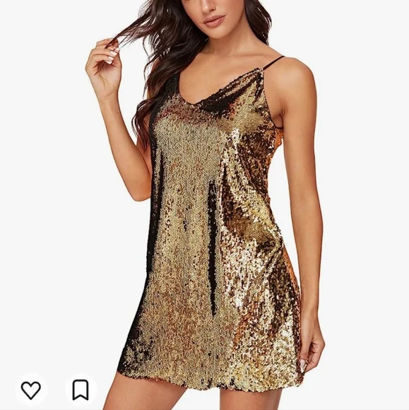 Dresses | Gold Sequin V Neck Dress | Poshmark Dresses | Gold Sequin V Neck Dress | Poshmark